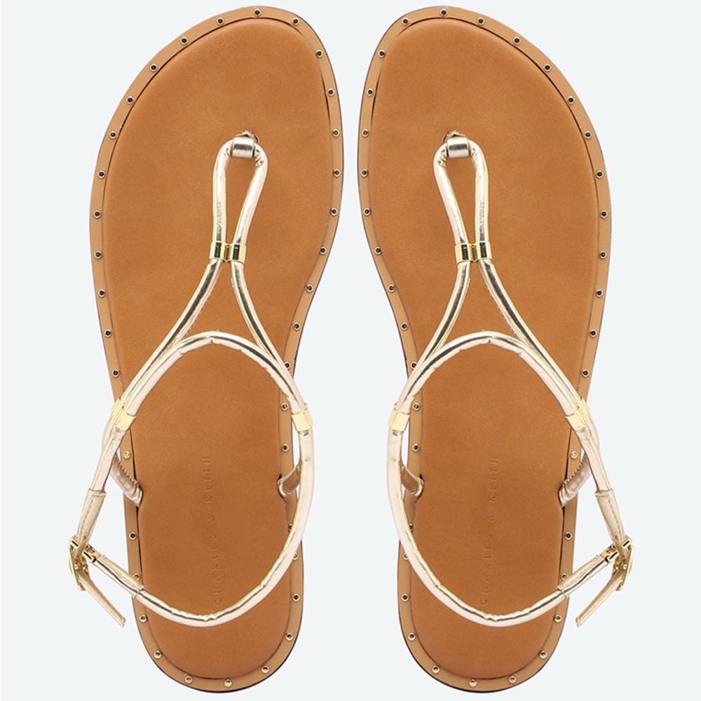 Charles & Keith Gold Tan Sandals